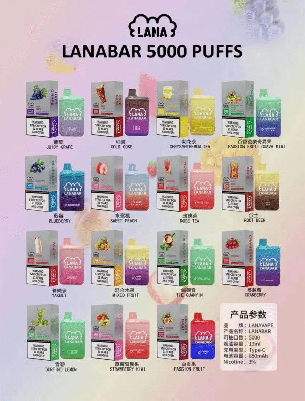LANA三代拋棄式❤️‍5000口可充電 🔋❤️‍ 最涼的牌子