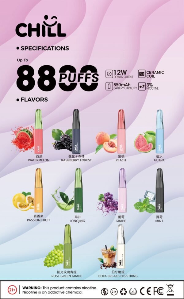 1 11月新品 CHILL拋棄式8800口 高續航可充電 | 穩定輸出&頂級口感(滿十送一)